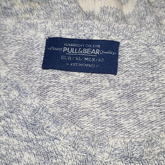 Pull&Bear Long Sleeve Scoop Neck Sweater Size X Large Grey White Striped - Picture 2 of 3